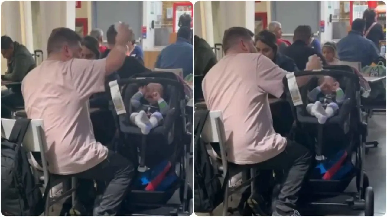 Graban a padre al jugar con su bebé. Fotos. Captura de Imagen