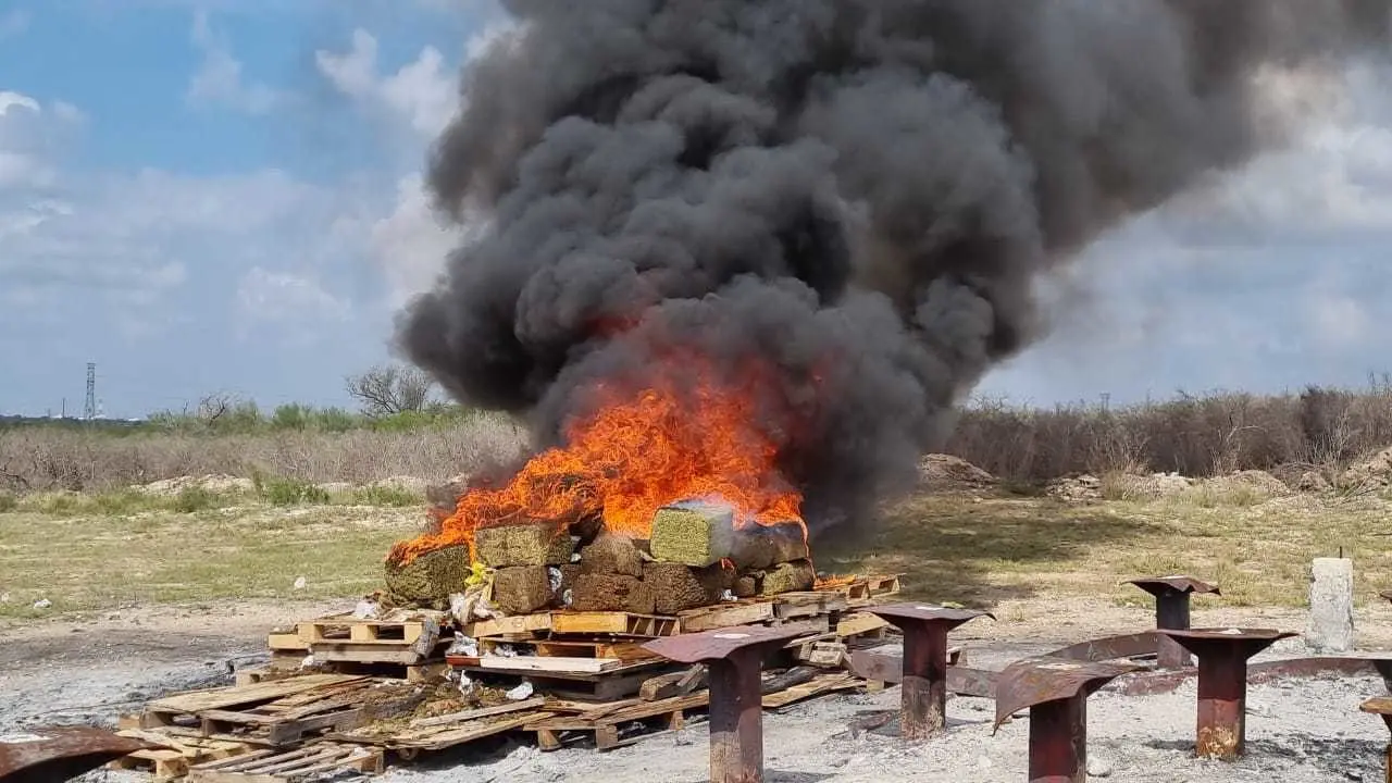 Incineración de enervantes en Reynosa, Tamaulipas