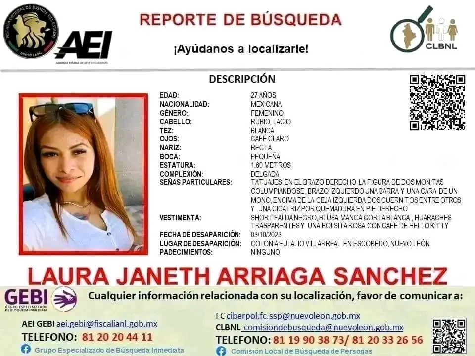 Pide mujer ayuda para localizar a su hija desaparecida en Nuevo León