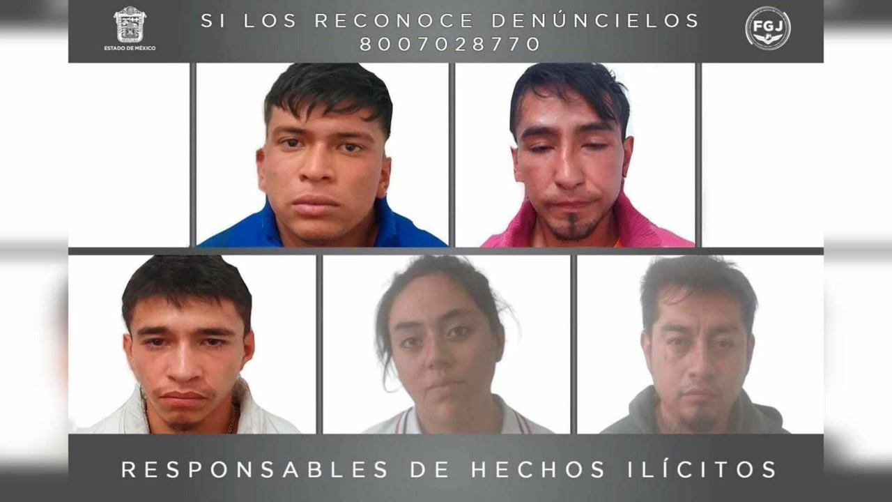 Samuel Brandon Quiroz Chávez, Pedro Saúl Molina Hernández, Christian Omar Miranda Luevano, Erick Vladimir Sánchez Rivera y Laura Angélica Javier Bolaños cumplirán 60 años de prisión en el penal de Santiaguito en Almoloya de Juárez. Foto: FGJEM