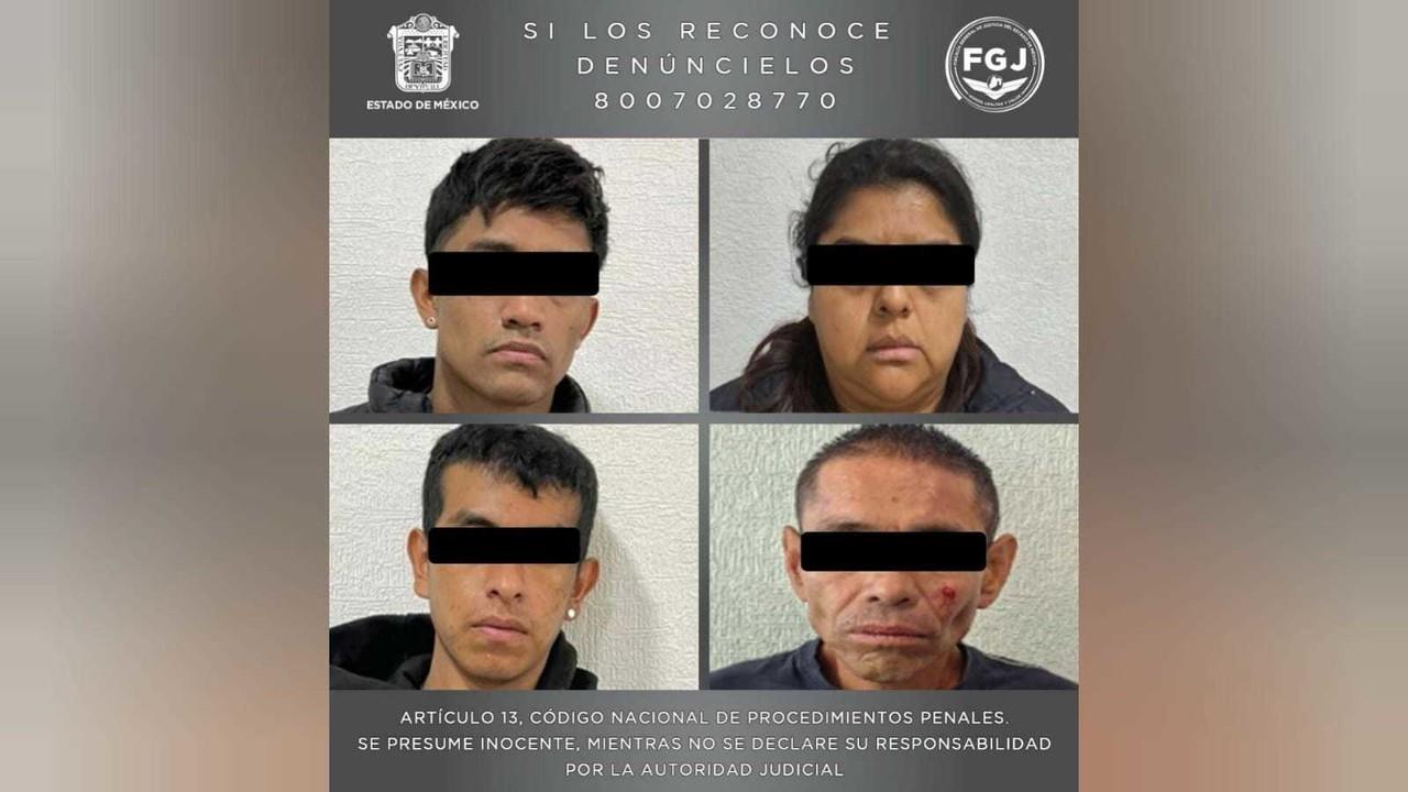 María “N”, Marcos Antonio “N” y Luis Ángel “N” están acusados de asaltar un transporte público en Chimalhuacán, mientras que Alejandro N robó con violencia a los pasajeros de otro en Tlalnepantla. Foto: FGJEM