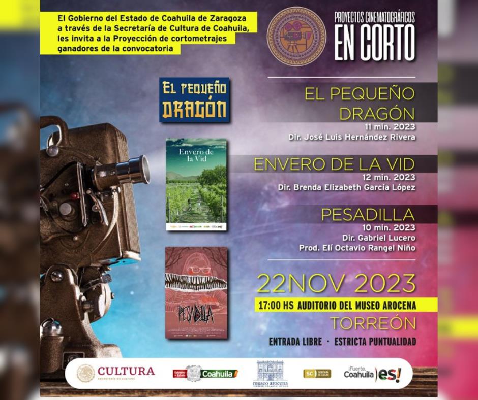 Flyer de Proyectos En Corto. Fotografía de la Secretaría de Cultura.