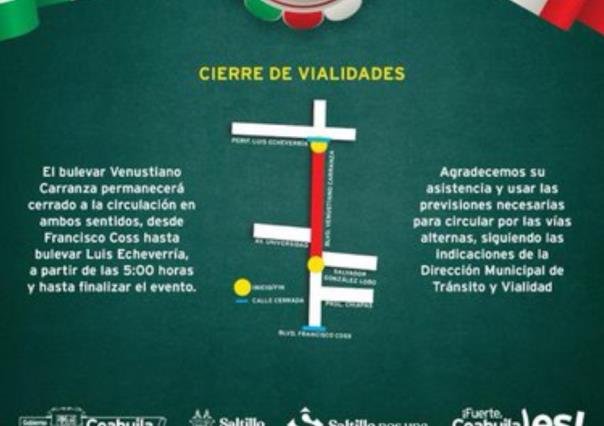 Toma rutas alternas ¡Cerrarán V. Carranza por desfile el lunes 20 de nov!