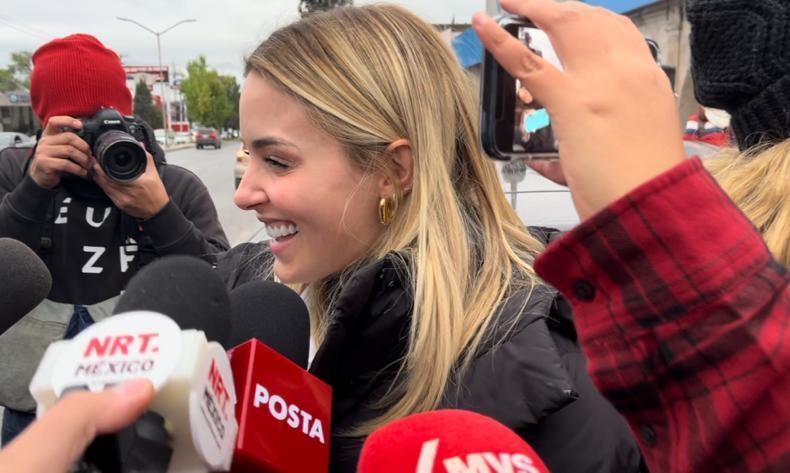 Mariana Rodríguez se mostró feliz durante su estancia en Saltillo. (Fotografía: Marco Juárez)