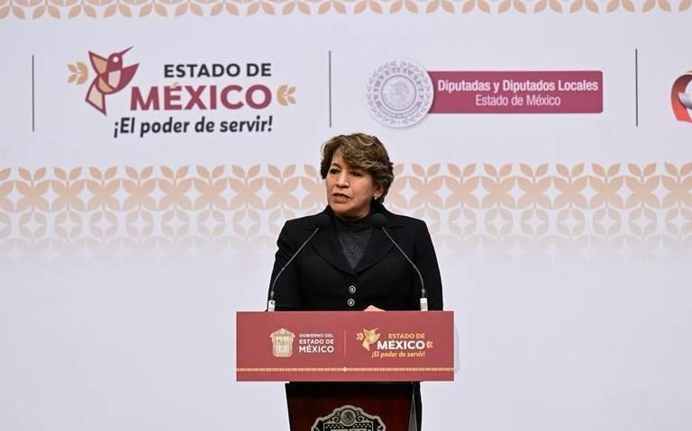 La gobernadora Delfina Gómez ganaría 96 mil 961 pesos netos a partir de la primera quincena del 2024. Foto: Gobierno de Edomex