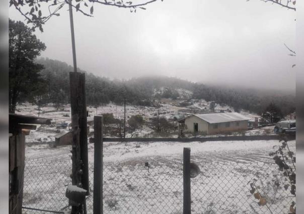 Reportan caída de nieve en Metates, Carrizo y el Pino