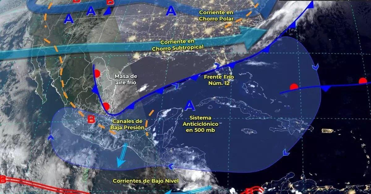 Ingreso del Frente Frío N°12 a territorio mexicano este fin de semana. (Foto: CONAGUA)