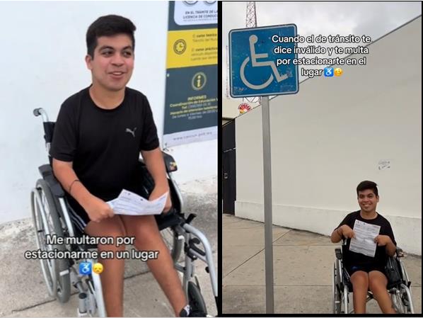 Multan a joven en silla de ruedas por estacionarse en lugar para discapacitados