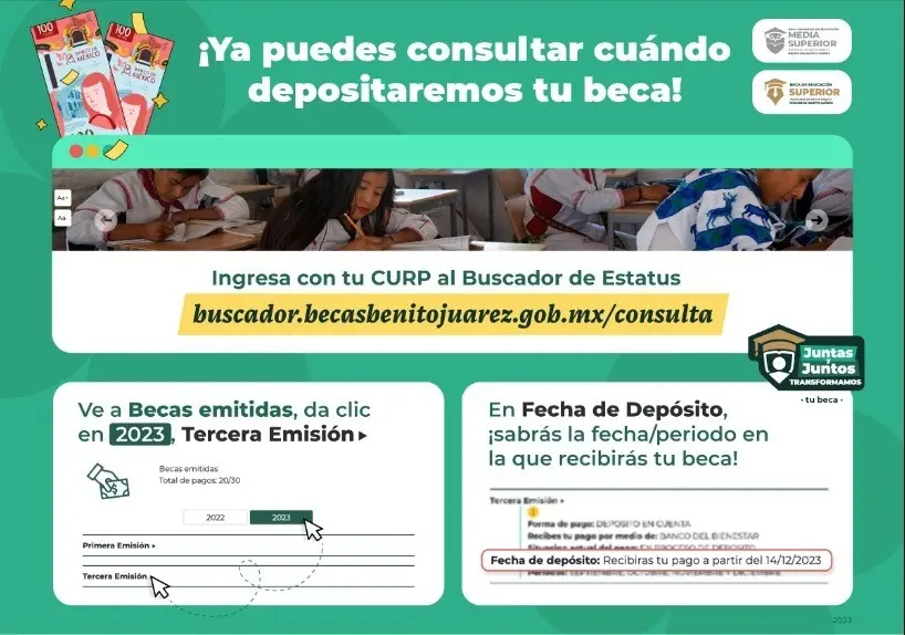 Las becas Benito Juárez son un programa social del Gobierno de México que brinda apoyo económico a estudiantes de educación básica, media superior y superior. Foto: Twitter.