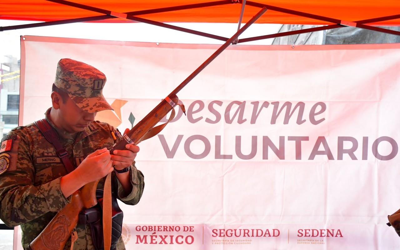 El horario para entregar las armas y recibir dinero en efectivo a cambio es de 9:00 de la mañana a 5:00 de la tarde. Foto: Gobierno de Neza