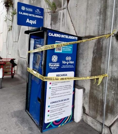 Un sujeto vandalizó uno de los cajeros del sistema de transporte Va y Ven en Mérida