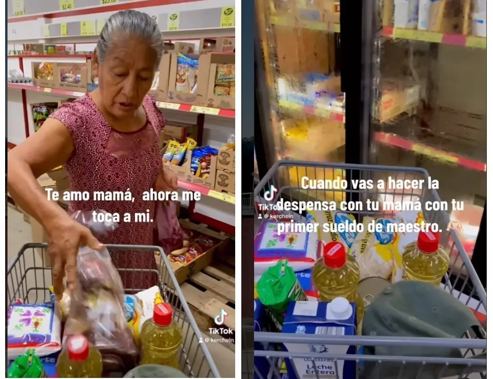 Maestro lleva a su madre de compras. Foto. Captura de Imagen