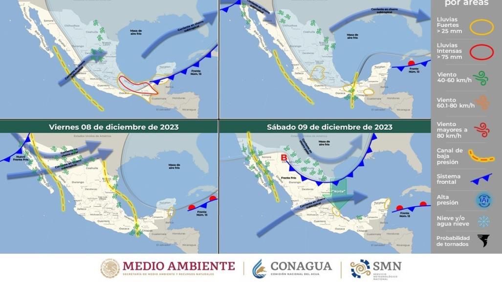 Lluvias torrenciales al sur del país por el frente frío número 13