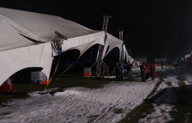 Se derrumba techo del recinto ferial por granizada en Jilotepec