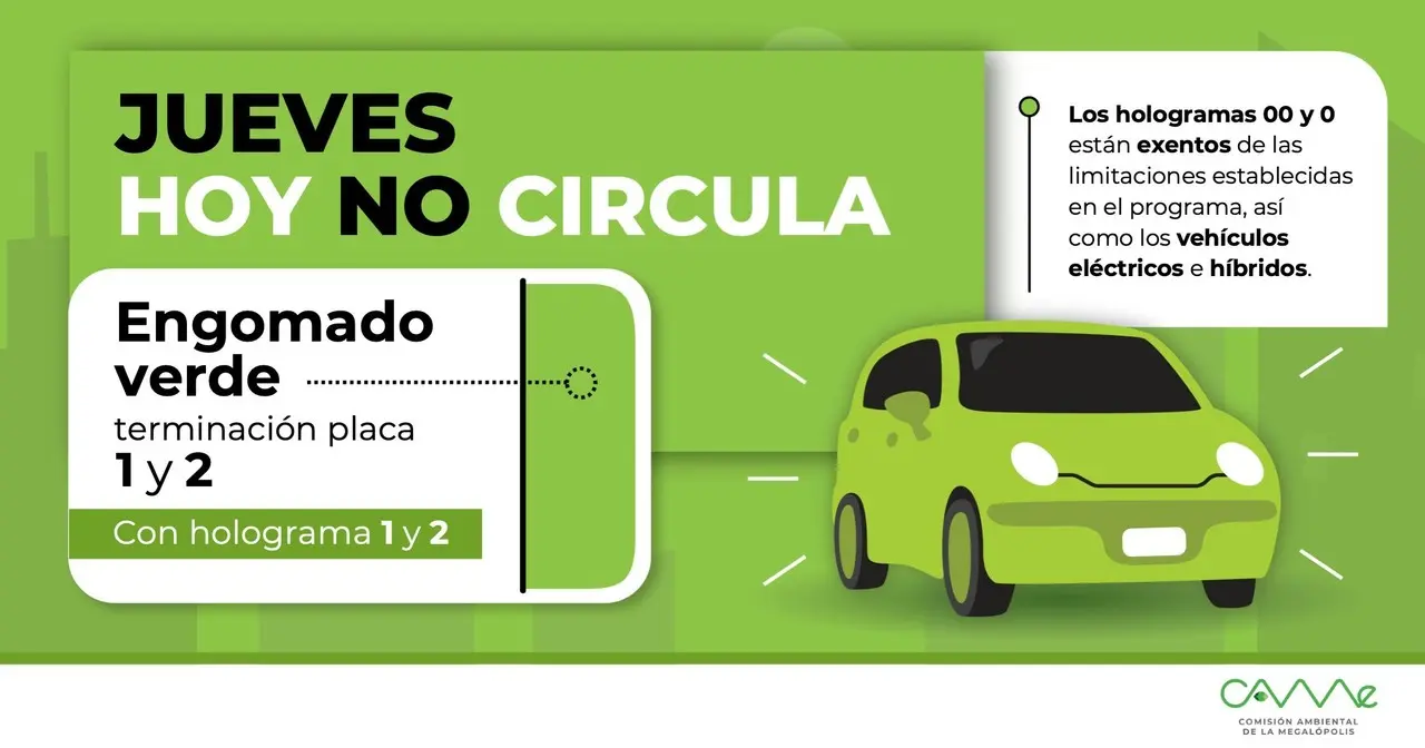 Restricciones de circulación en CDMX: Hoy No Circula 7 de diciembre. Foto:@CAMegalopolis