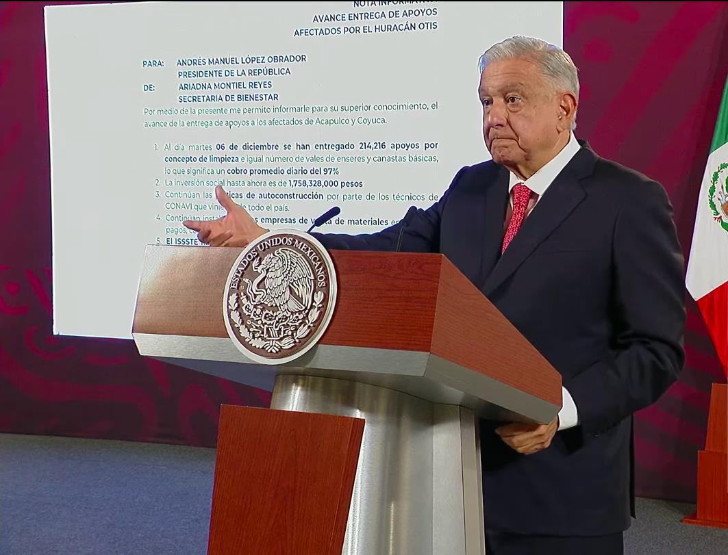 AMLO en conferencia mañanera del 7 de diciembre de 2023. Fuente: YouTube