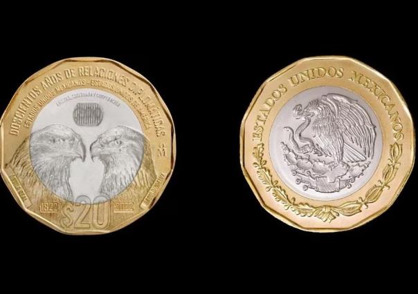 Presentan moneda de 20 pesos por 200 años de relación México-EU