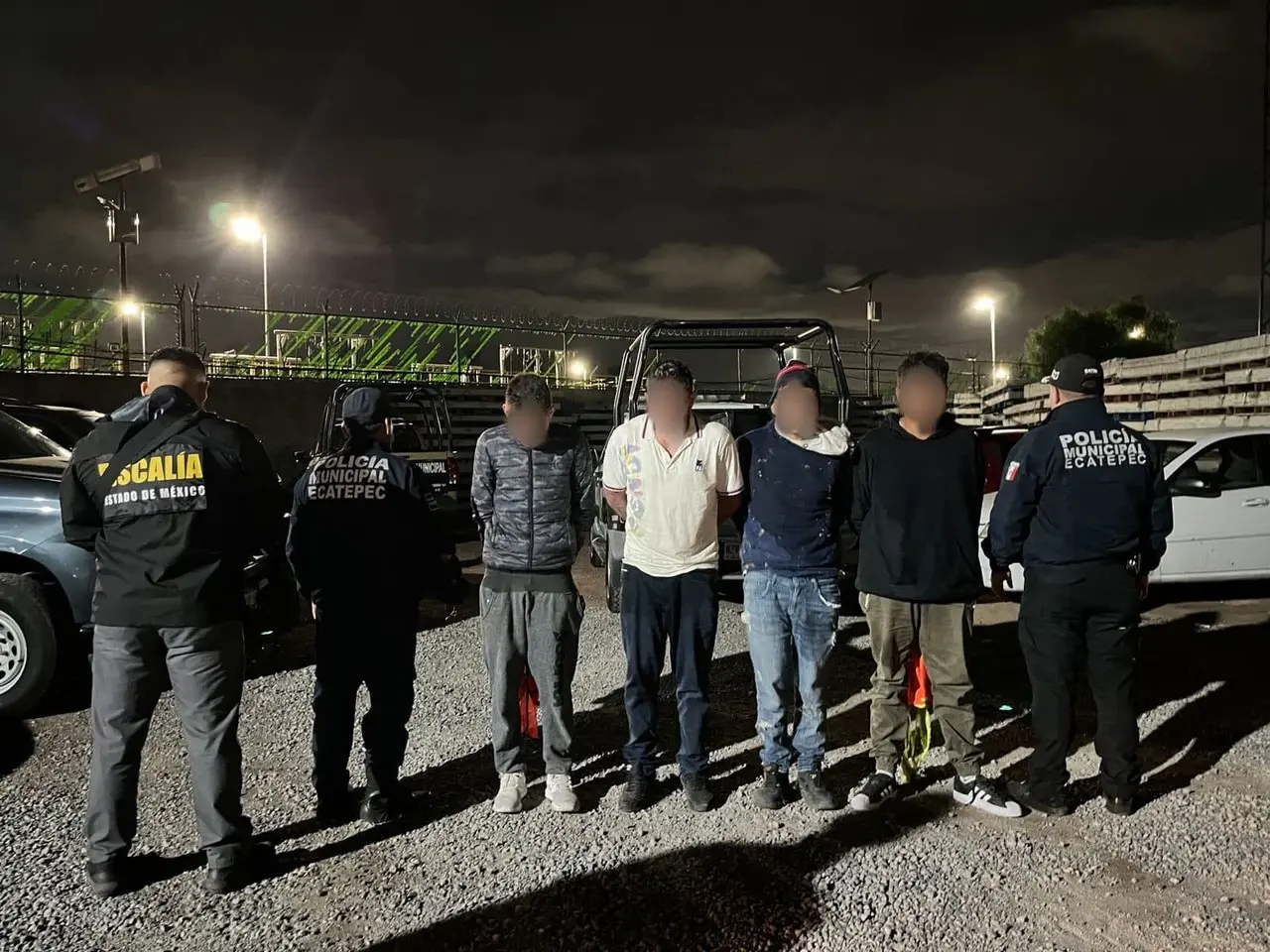 A Jesús “N”, Martín Alejandro “N”, Alexander “N” y Daniel Antuan “N” los detuvieron, inicialmente, por posesión de droga, Foto: Policía y Tránsito de Ecatepec