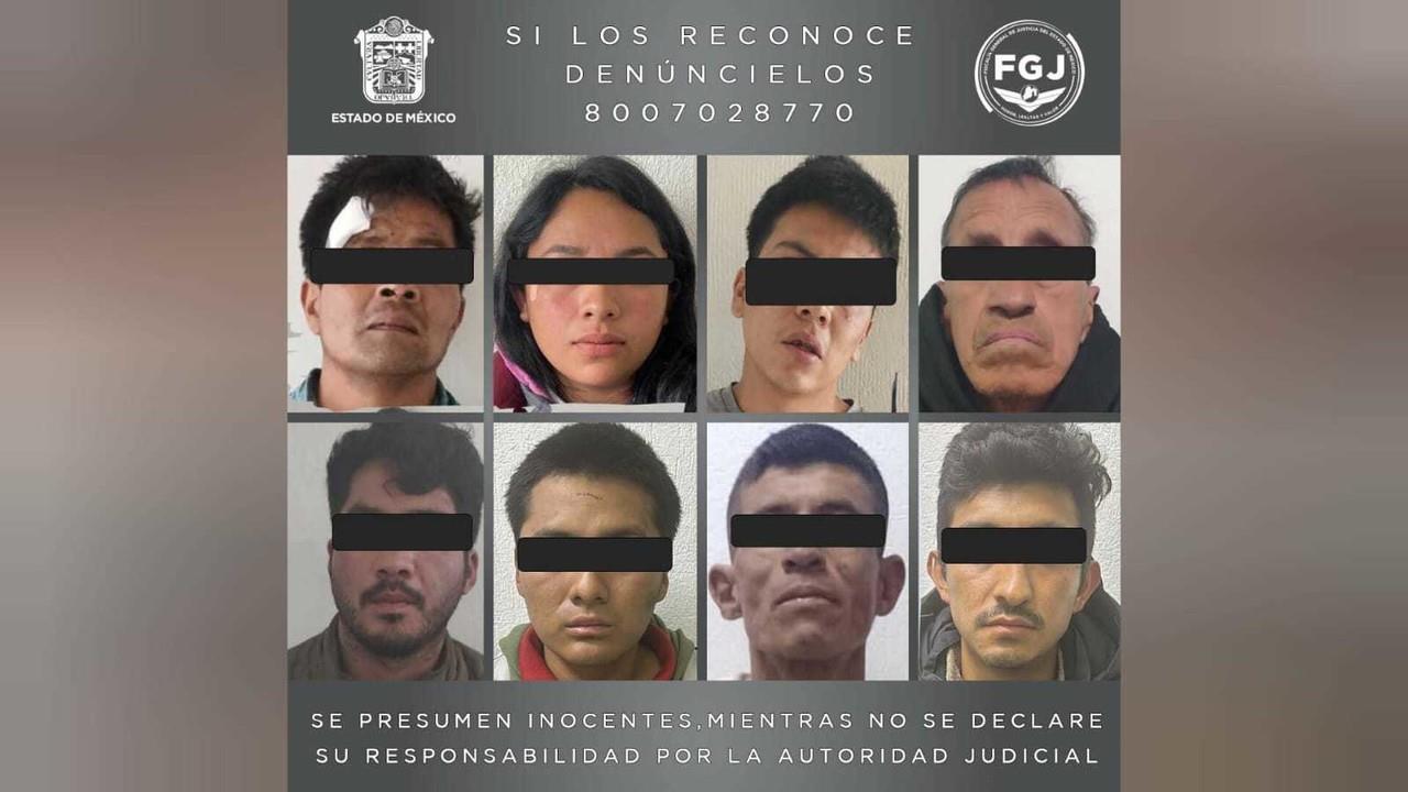 Siete hombres y una mujer serán procesados por el delito de robo con violencia por atracos cometidos en distintos puntos de Ecatepec. Foto: FGJEM