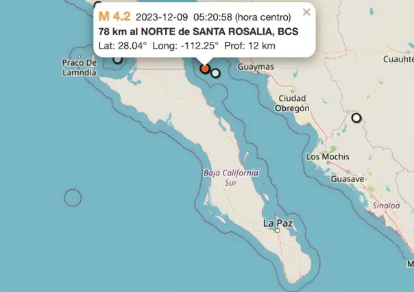 Se registran temblores en Santa Rosalía, informa SSN