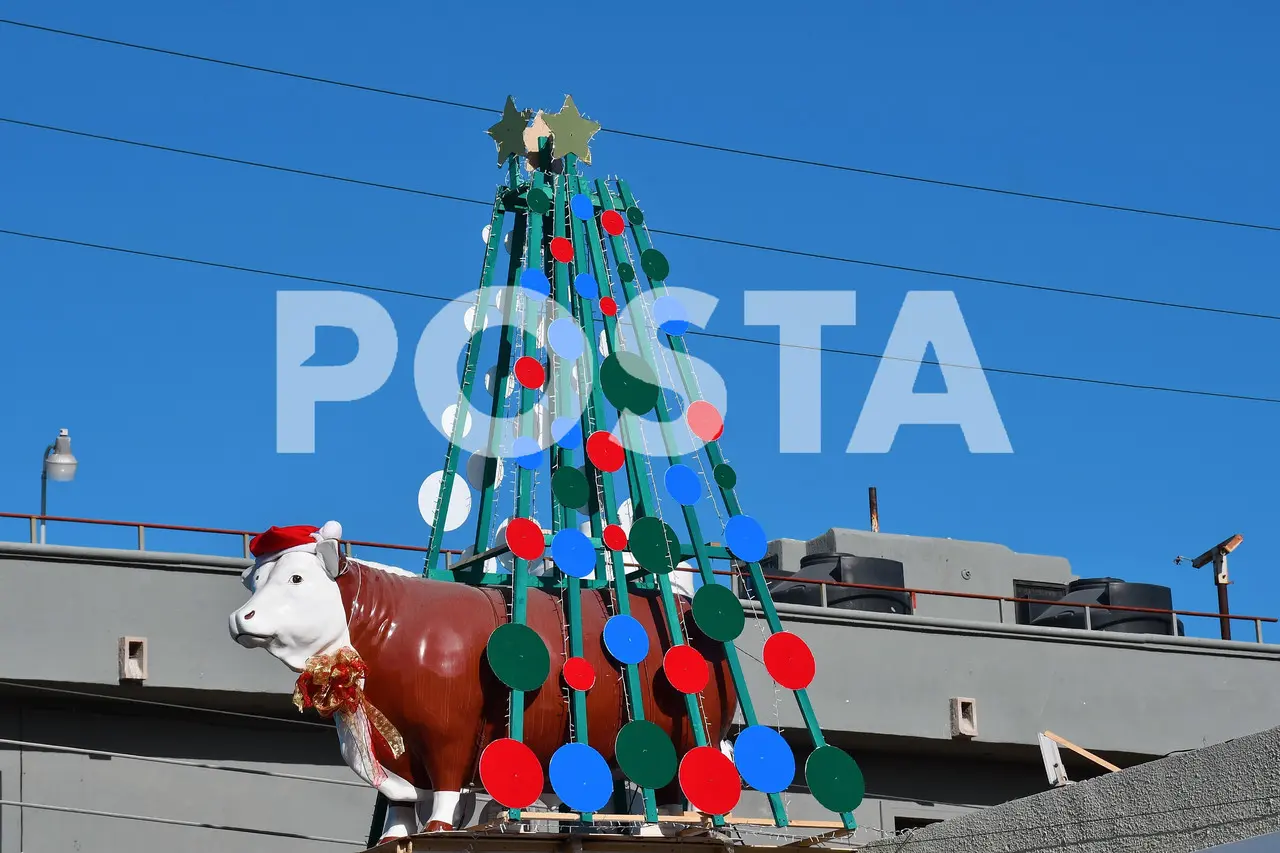 La icónica Vaquita del Arámburo se viste de Navidad en La Paz