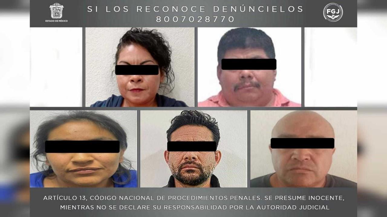 A tres hombres y dos mujeres les iniciaron juicio penal por homicidio calificado, la Fiscalía mexiquense allegó pruebas de su presunta participación en distintos crímenes. Foto: FGJEM