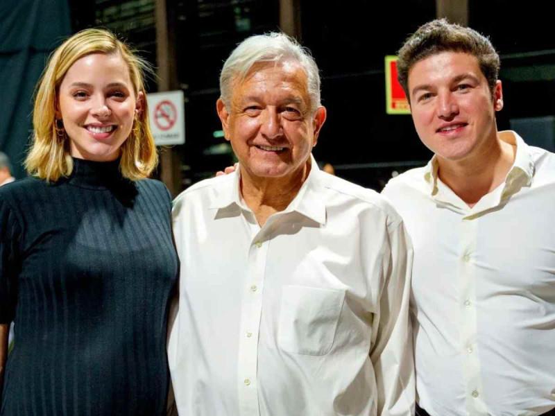 Mariana Rodríguez, Andrés Manuel López Obrador y Samuel García. Foto: Gobierno de Nuevo León