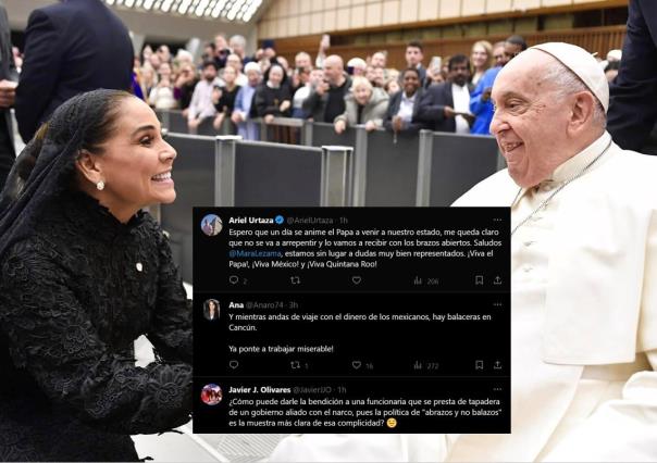 Critican a Mara Lezama por viajar al Vaticano a pedir al Papa bendiga Tren Maya