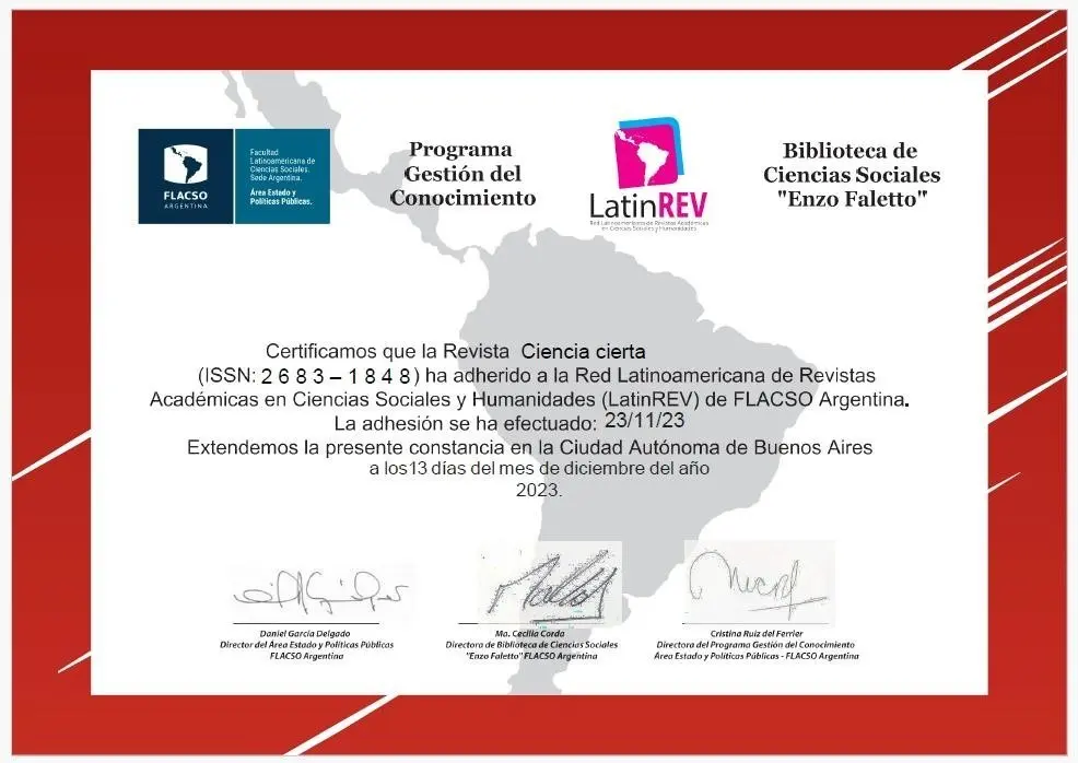 Certificación de LATINREV. Fotografía de la UADEC.