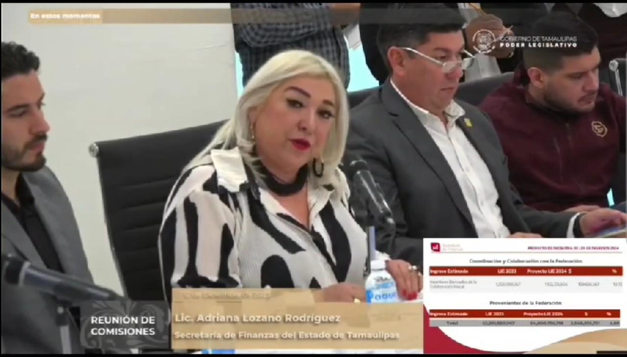 Adriana Lozano Rodríguez, secretaria de Finanzas del Gobierno de Tamaulipas. Foto: Congreso de Tamaulipas.