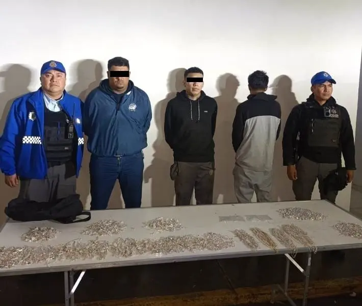 Los tres detenidos fueron trasladados a las instalaciones de la Policía de Monterrey y quedaron a disposición del Ministerio Público. Foto: Policía de Monterrey.