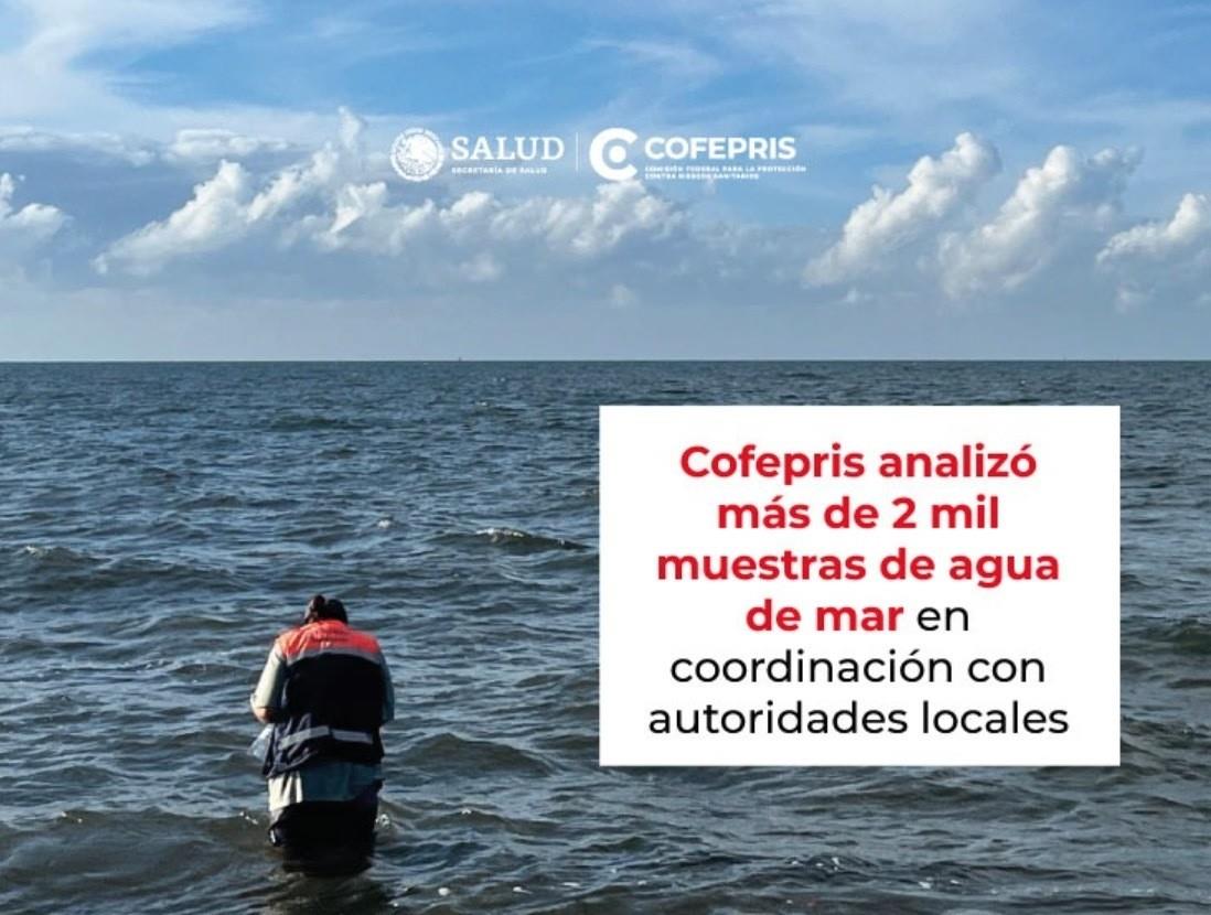 Cofepris y las APCRS tomaron y analizaron más de 2 mil muestras de agua de mar en 69 destinos turísticos de 16 estados. Foto: Cofepris.