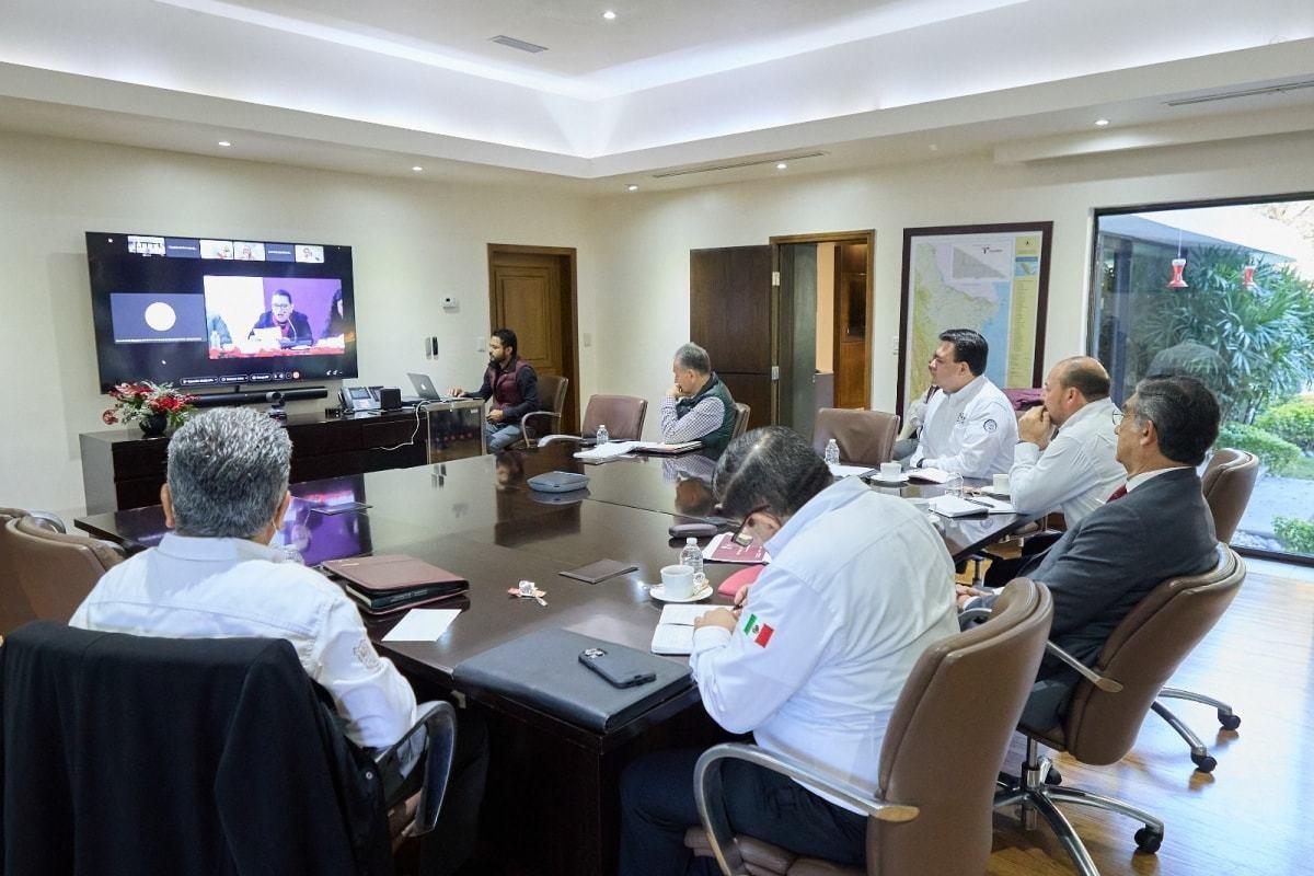 Américo Villarreal en sesión virtual de Seguridad. Foto: Gobierno de Tamaulipas