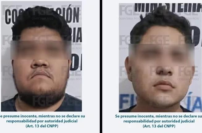 En las investigaciones que realiza la Fiscalía General del Estado ha informado que los detenidos Luis Felipe “N” y Juan Pablo “N”, quienes fueron ubicados por las cámaras del C5. Foto: FGE Quintana Roo.