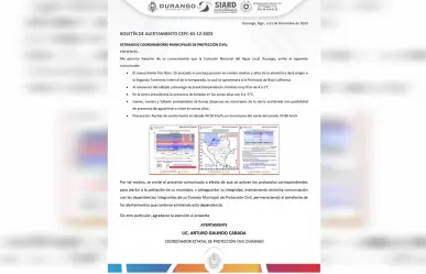 Protección Civil de Durango emite alerta por tormenta invernal
