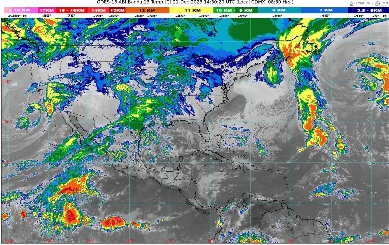 Se forma Segunda Tormenta Invernal en la Penímnsula de Baja California lo que traerá lluvias y bajas temperaturas en todo el norte del territorio nacional. Foto: Servicio Meteorológico Nacional.