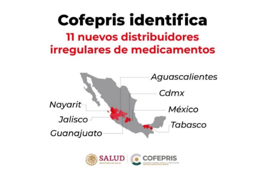 Coferiis ctualiza la lista de distribuidores de medicamentos que no cumplen la regulación sanitaria. Foto. Cofepris