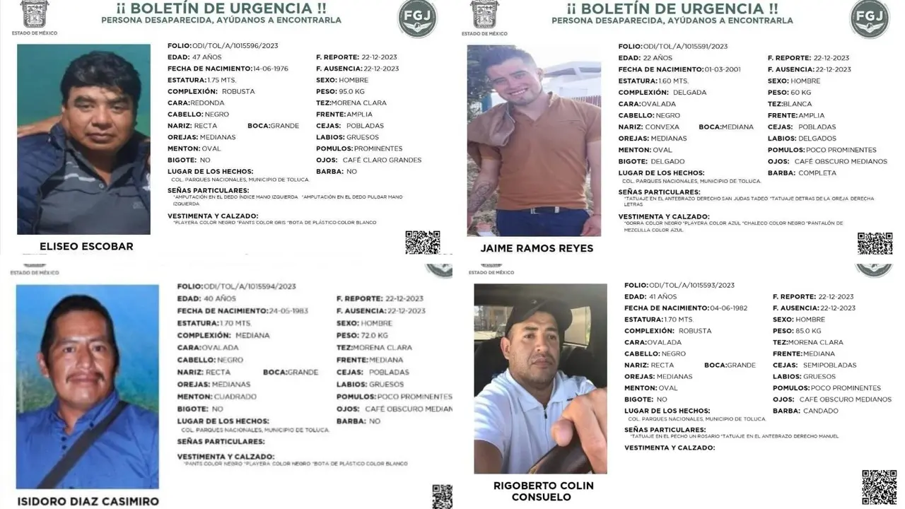 Buscan a sus familiares, quienes se empleaban como polleros en Toluca. Imagen: FGJEM