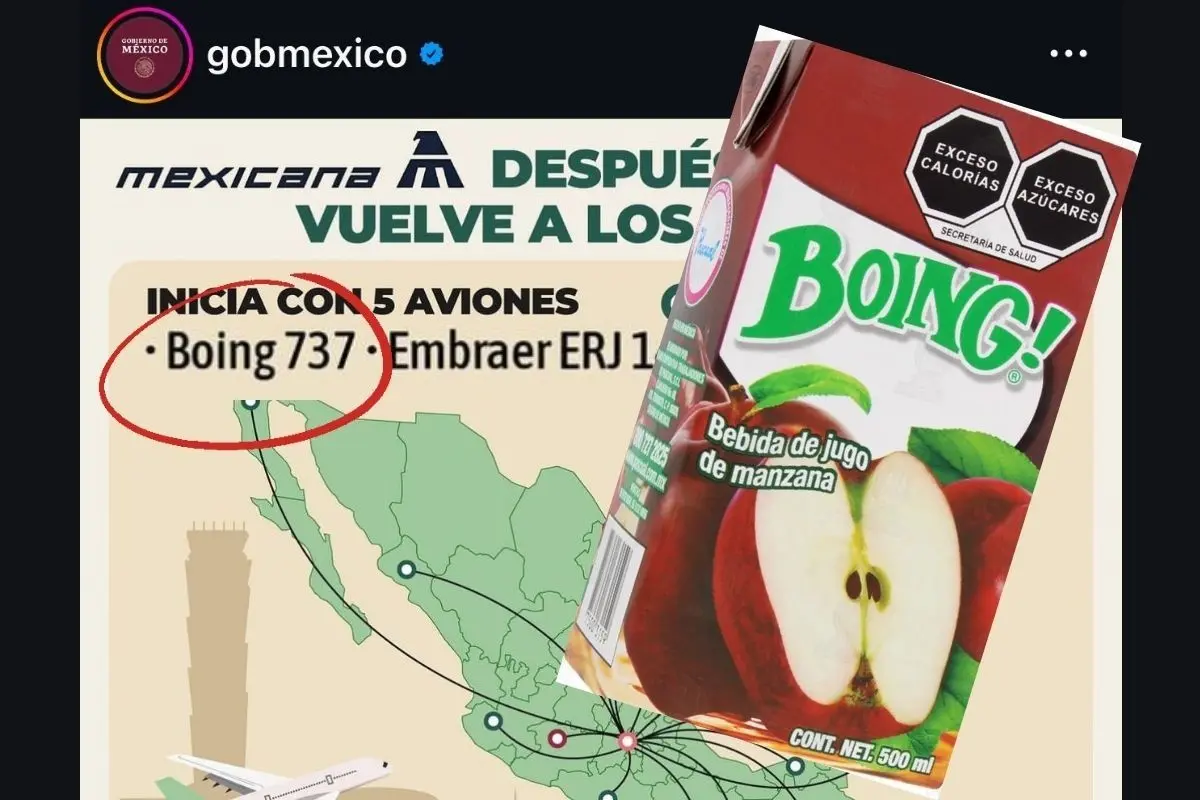 VIRAL: Gobierno de México confunde Boeing con Boing en publicación de Mexicana Foto: Especial