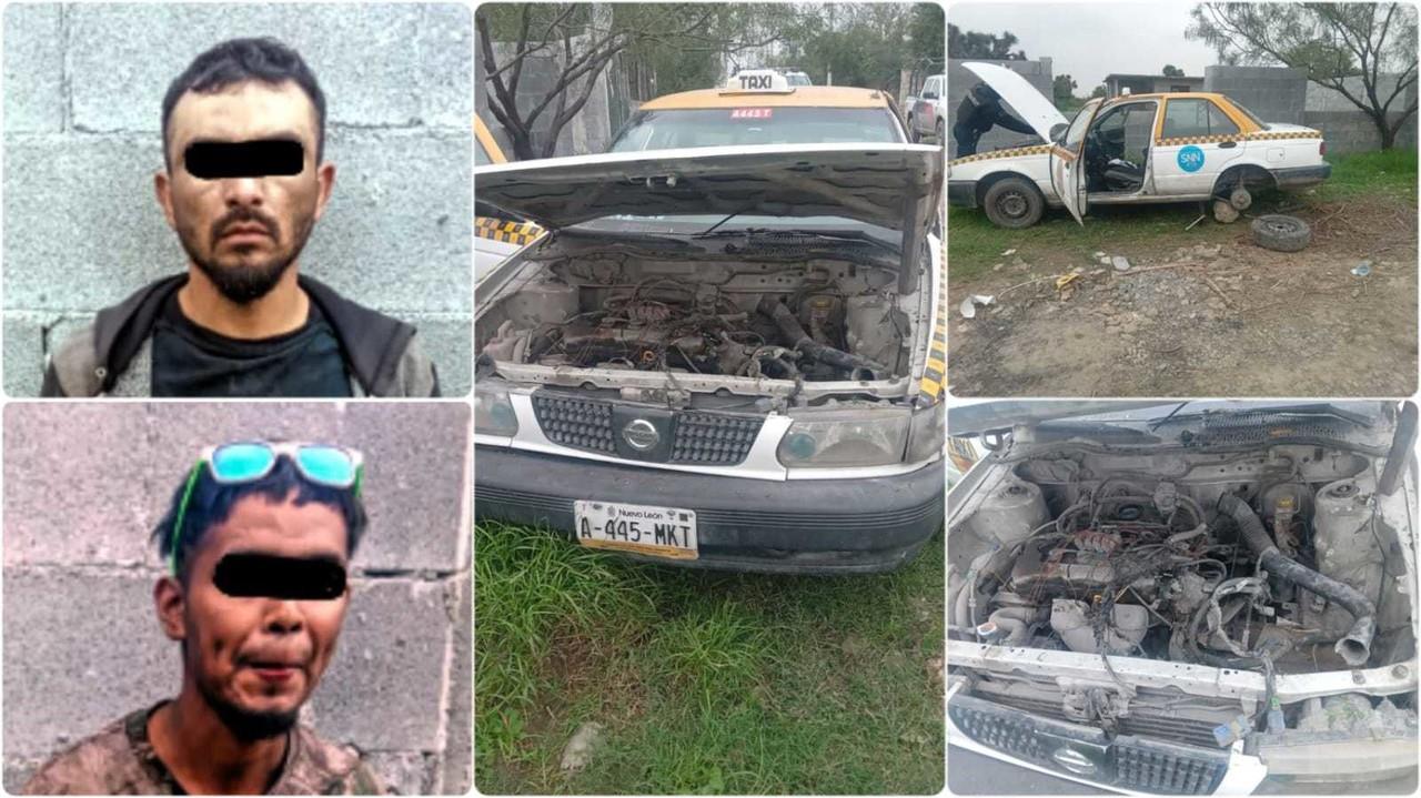 Policía de Escobedo detuvo a 2 hombres por robar un automóvil. Foto. Cortesía