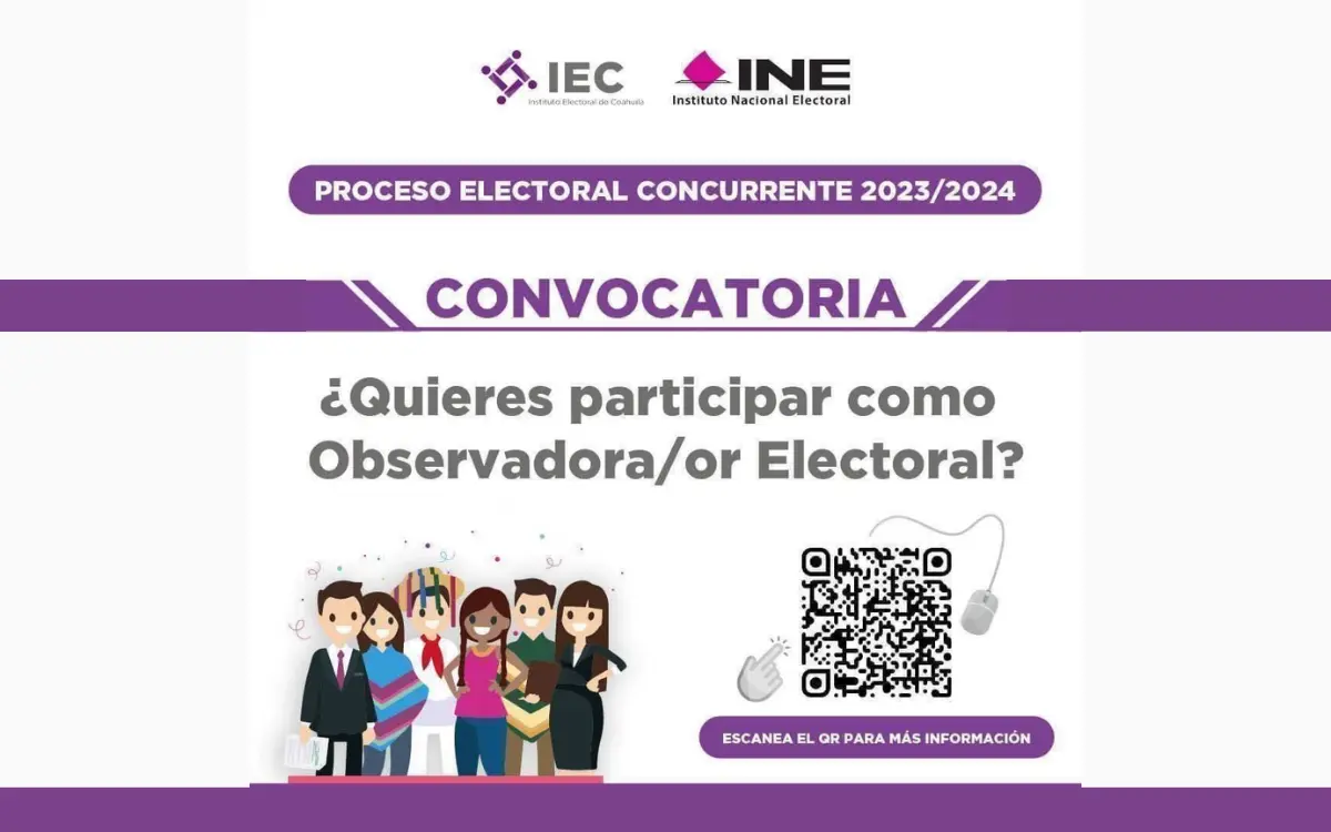 Convocatoria del INE y IEC sobre observadores electorales. Flyer del IEC.