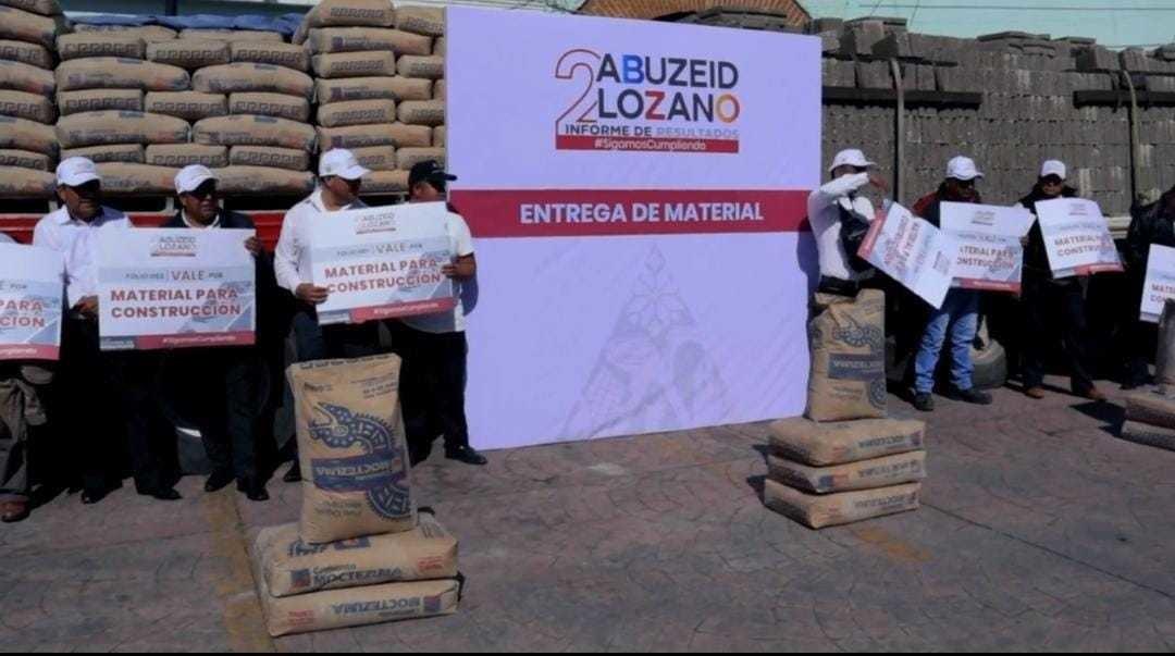 Entregan material de construcción por casi 3 millones de pesos en Ixtlahuaca. Foto: Captura de video