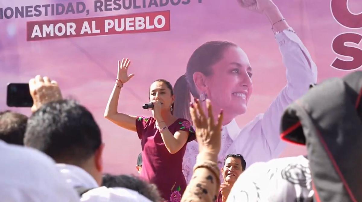 Sheinbaum se reunió con simpatizantes en Kanasín, Yucatán. Foto: X (antes twitter)