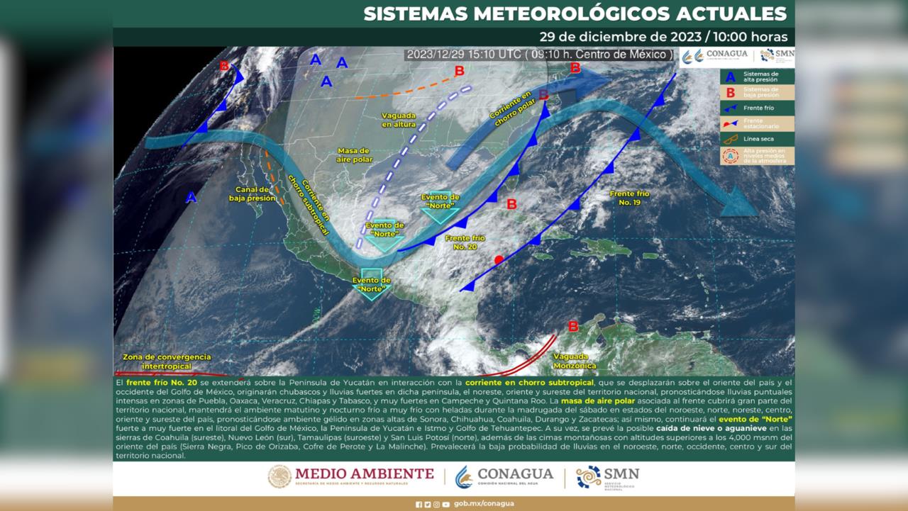 Prepárate para recibir el Frente Frío abrigado, se pronostican bajas temperaturas para las próximas horas / Foto:  Servicio Meteorológico Nacional