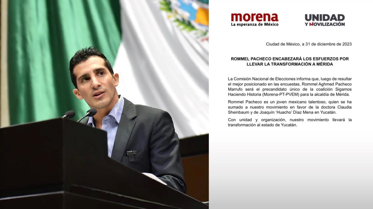 Romel Pacheco fue anunciado como el precandidato de la coalición Morena, PT y Verde Foto: Internet