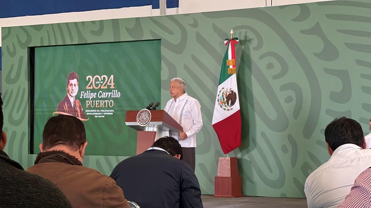 Andrés Manuel López Obrador,  encabezando La mañanera en Mérida Yucatán. Foto: Irving Gil