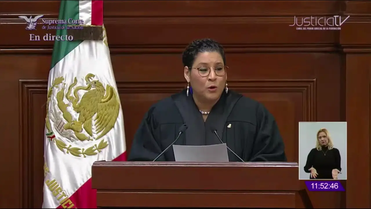 Lenia Batres en su discurso de la sesión solemne donde fue bienvenida a la SCJN este 4 de enero de 2023. Fuente: Youtube