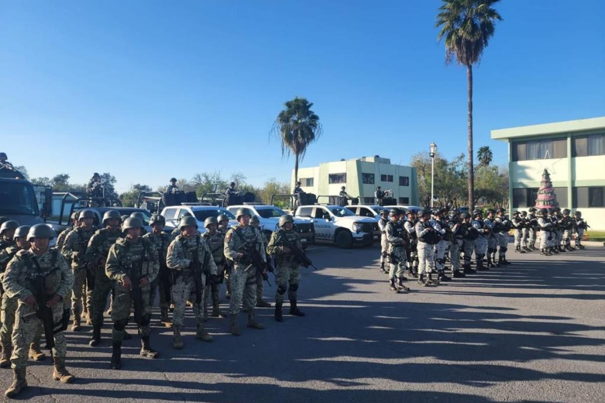 Contingente militar que arribó a Reynosa para reforzar la seguridad en la frontera norte de Tamaulipas. Foto: Perla Reséndez.