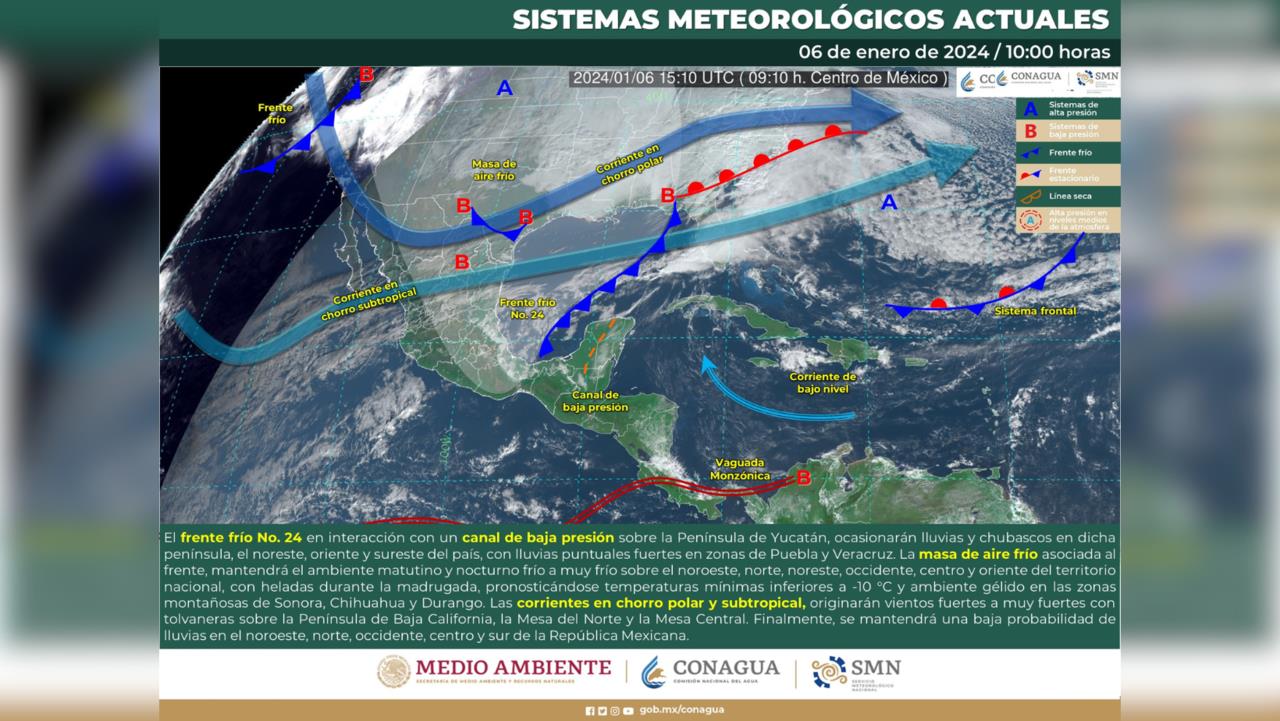 Se insta a la población a mantenerse alerta a las indicaciones de las autoridades locales / Foto: CONAGUA Clima