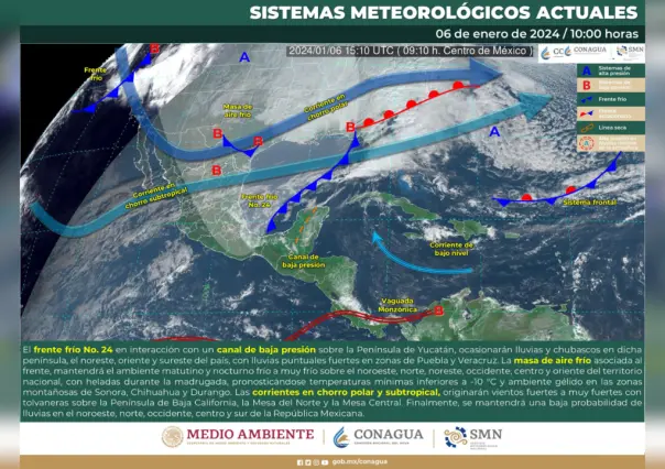 Alerta por frente frío No. 25 y tormenta invernal en México